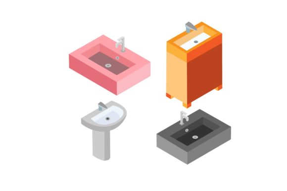 Bathroom Sink Illustrations Vectors Set for Graphics
