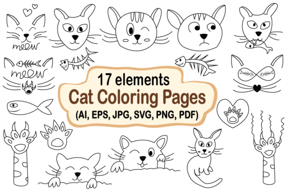 Cat Coloring Pages: Graphics & Illustrations for Branding