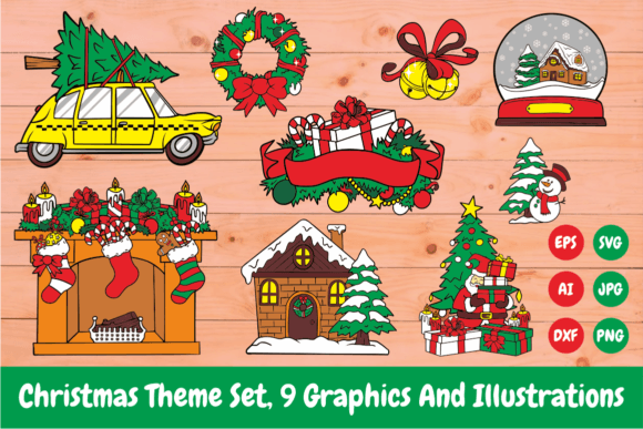 Christmas Theme Set: 9 Graphics and Illustrations for Sellers