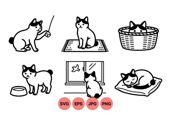 Cute Cat Life SVG Illustrations & Graphics Review