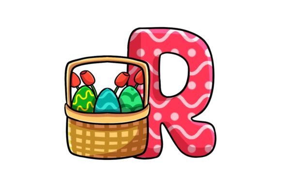 Cute Easter Egg Alphabet R Illustrations & Graphics