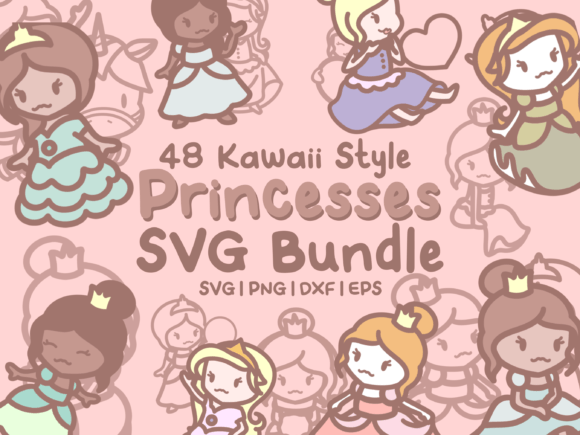 Cute Princesses SVG Illustrations for Graphics