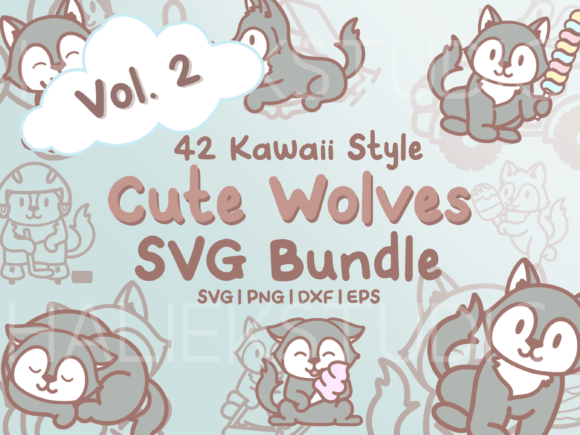 Cute Wolves Vol. 2 SVG Illustrations for Branding & Packaging