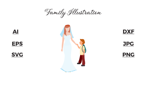 Family - Son and Bride Illustrations Graphics