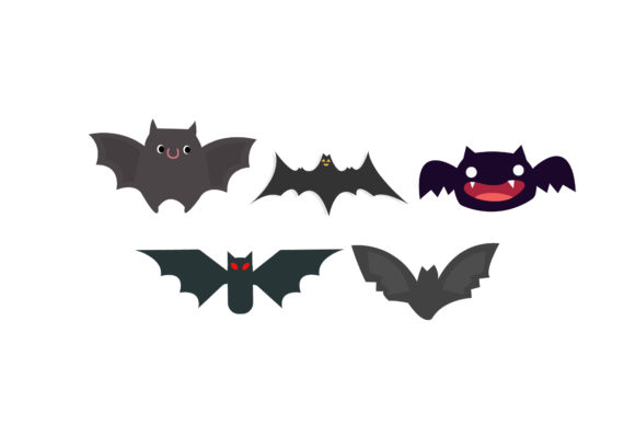 Halloween Bat Black Illustrations Set: Editorial Graphics & Design