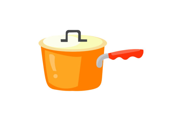 Kitchen Pan Orange Color Illustrations Graphics Review