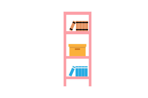 Living Room Bookshelf Graphics & Illustrations
