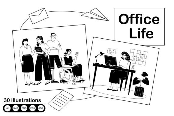 Office Life Graphics: A Set of Illustrations for Sellers