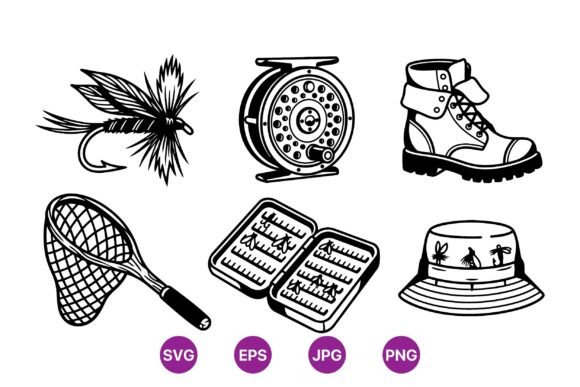 Vintage Fishing Gear Illustrations: Graphics for Branding